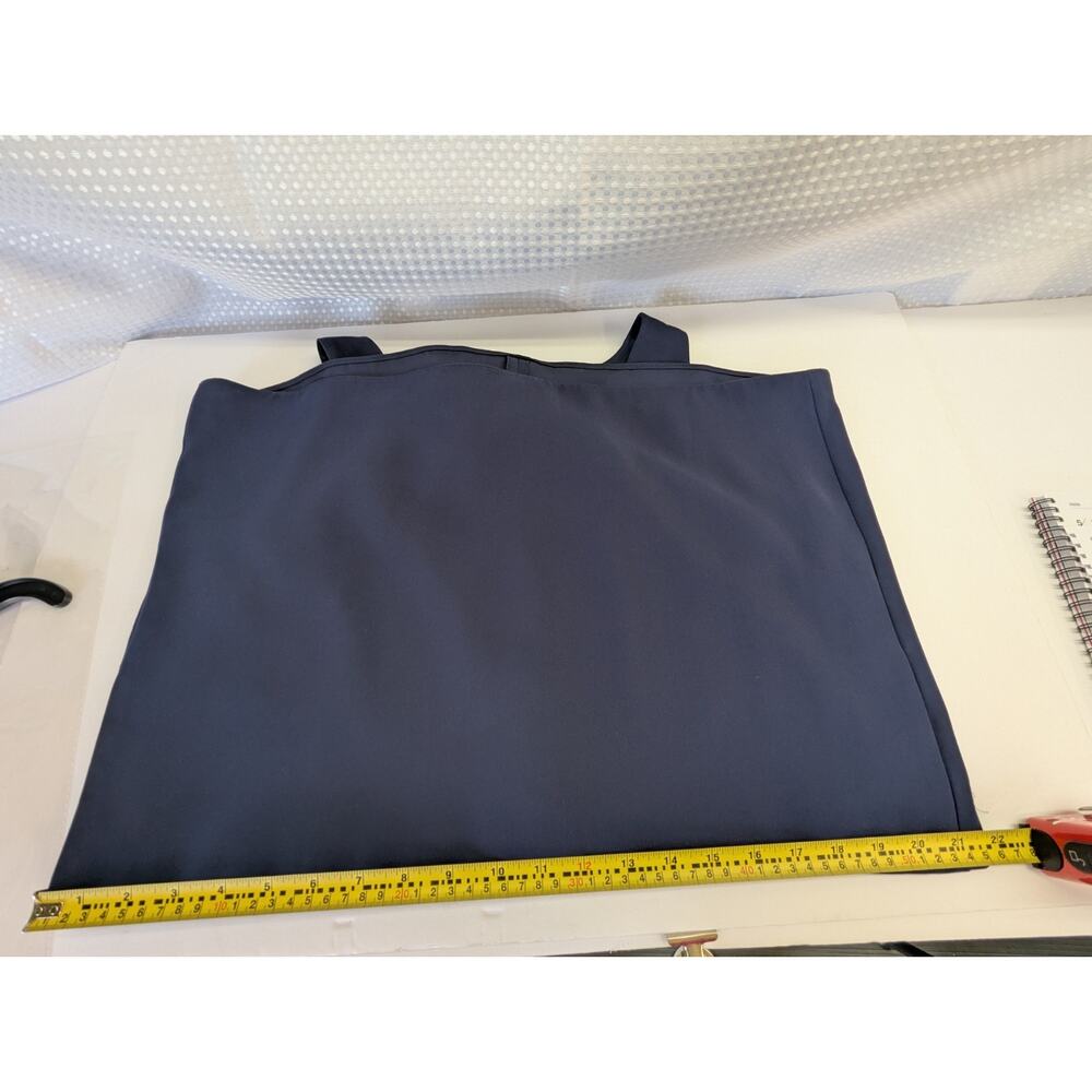Emporio Armani Navy Blue Sleeveless Shift Dress Pleated Front,Size Cut Off, 12 - Picture 14 of 14